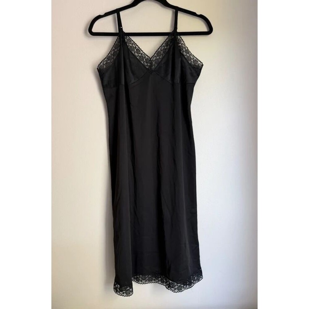 Vintage Vanity Fair Black Lace Slip 38L
